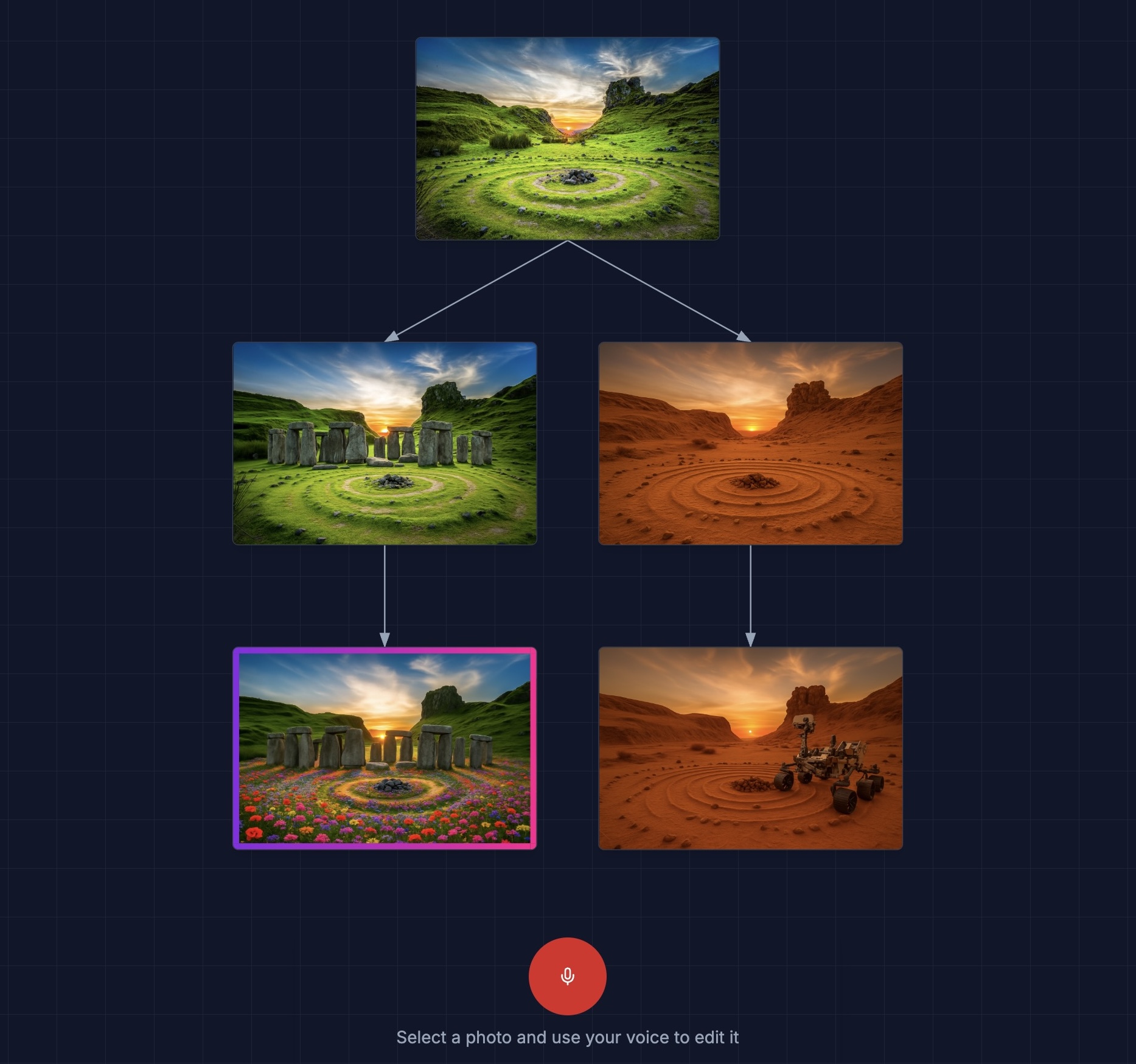 Tree-like editing interface preview